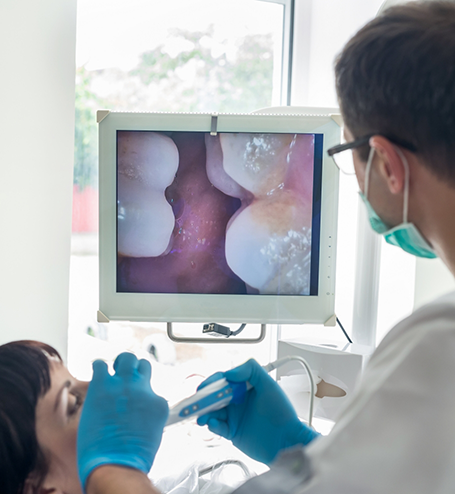 Looking at image of teeth captured by intraoral camera