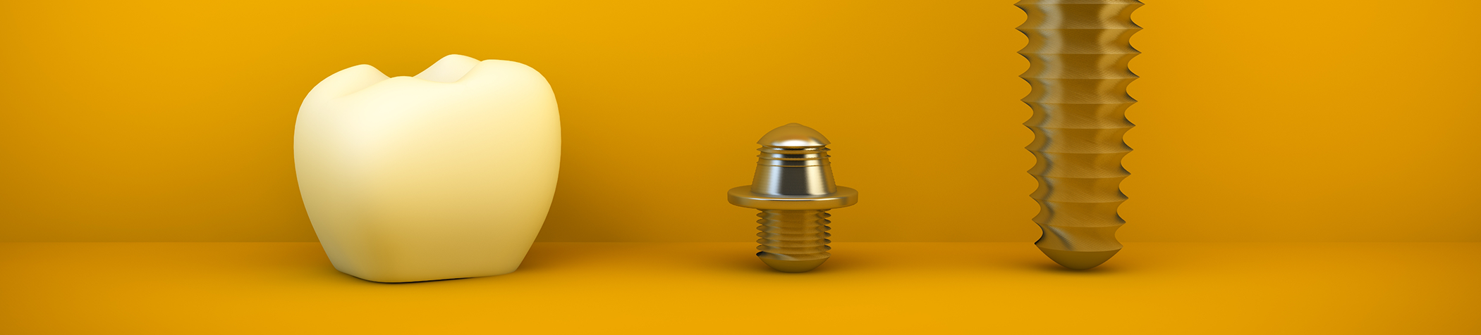 Dental crown sitting next to dental implant post