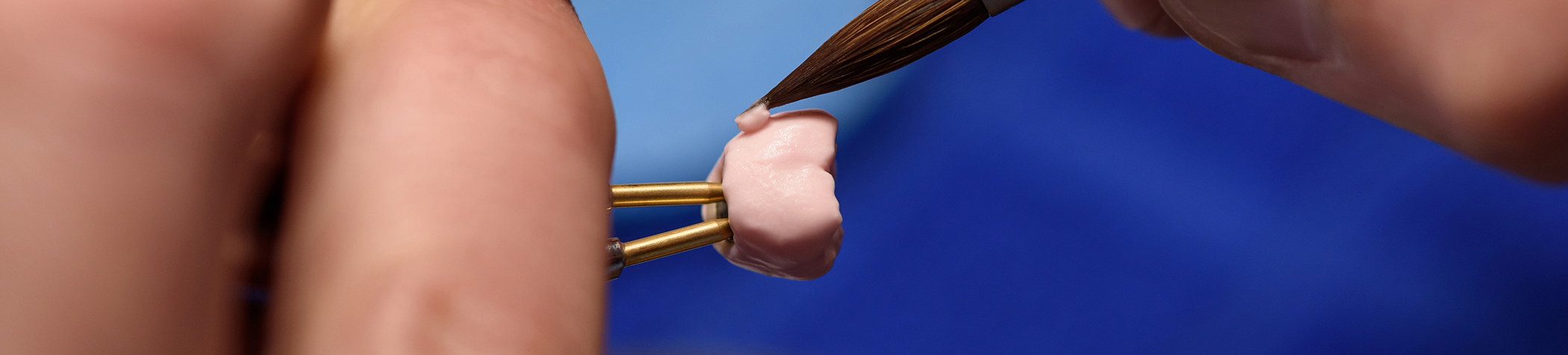 Close up of dental crown being completed